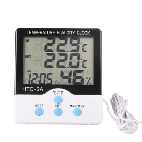 Thermomètre et hygromètre numérique numérique, entrée et sortie, température et humidité ambiantes, alarme, HTC-2A ► Photo 1/5