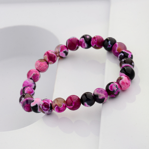 DOUVEI 8mm véritable coloré naturel Tourmaline pierre bracelets pour femme Yoga charme extensible ronde perle Bracelet en gros ► Photo 1/6