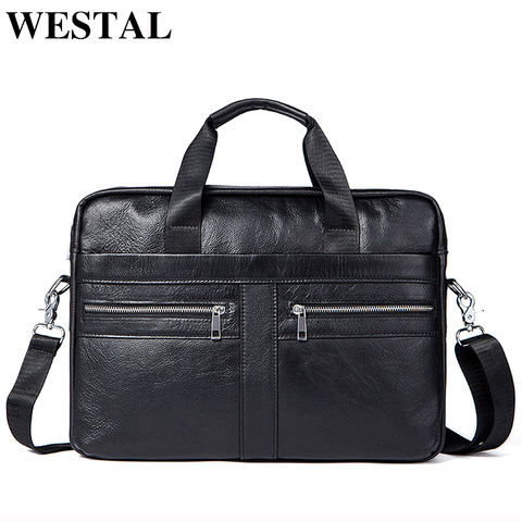 WETSTAL – porte-Documents pour hommes, sac pour ordinateur portable de 14 pouces, sacoche en cuir véritable pour Documents A4 portefeuille 2022 ► Photo 1/6