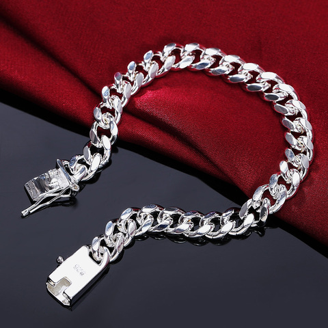 Bracelet torsadé exquis de couleur argent, chaîne à breloques, modèle simple, mignon, solide, mariage, pour femmes et hommes, H207 ► Photo 1/5