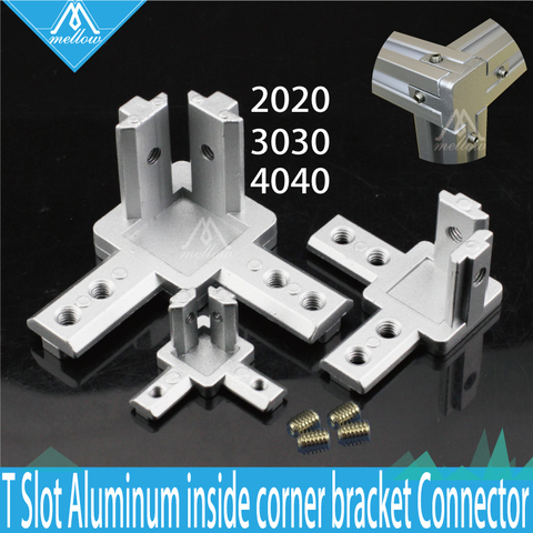 4 pcs T Fente L-Forme 2022 3030 4040 Aluminium Profil Intérieur 3-way à l'intérieur Coin Supports Connecteur pour Alu-profil 3D imprimante ► Photo 1/6