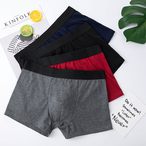 Sous-vêtements pour hommes, pantalon masculin en coton couleur unie, boxer, short grandes tailles, collection décontracté ► Photo 1/6