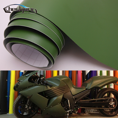 Film adhésif en vinyle mat pour voiture | Rouleau de décalcomettes en PVC pour moto Scooter vert armée ► Photo 1/6