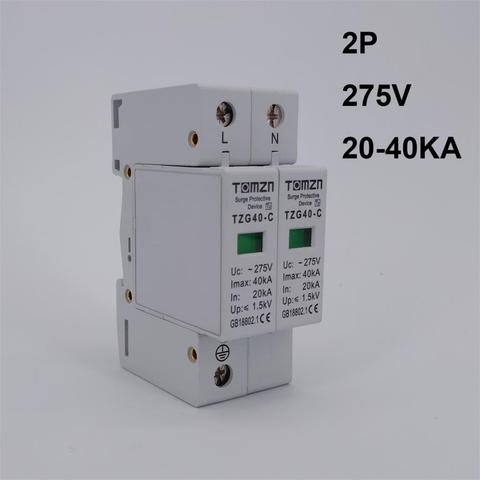 Dispositif antisurtension pour maison, AC SPD 2P 20KA ~ 40KA 275V, dispositif de protection basse tension ► Photo 1/6
