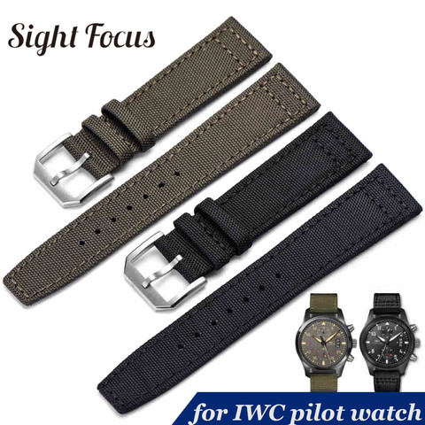 Toile en Nylon pour IWC Pilot Spitfire, 20mm 21mm 22mm, bracelet de montre pour bracelet supérieur de pistolet vert noir ► Photo 1/6