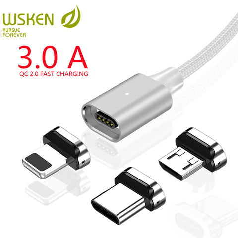 WSKEN X2 câble de charge magnétique pour chargeur iPhone Micro USB C USB Type C 3A câble magnétique pour câble de USB C de Type C Samsung ► Photo 1/6