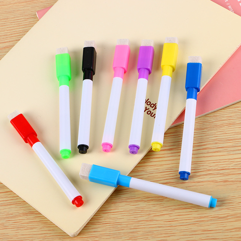 Marqueurs de stylo effaçables à sec pour tableau blanc, 8 couleurs, effaceur environnemental, fournitures scolaires et de bureau, 2 pièces ► Photo 1/5
