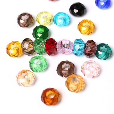 ZHUBI-Rondelle ronde en verre, 8x14MM, Rondelle en cristal, avec grand trou de perles, Bracelet, bricolage, vente en gros de matériaux de bijouterie ► Photo 1/6