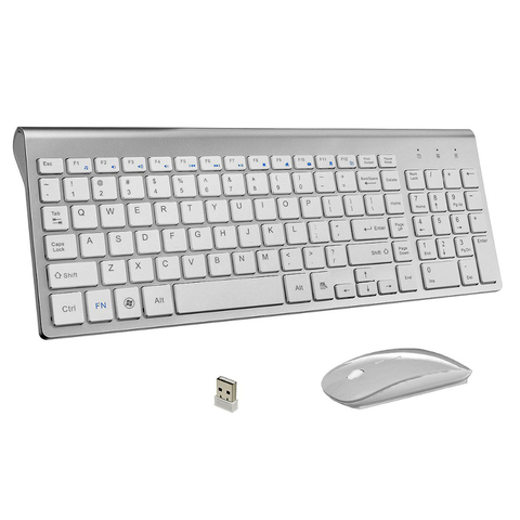 Clavier et souris d'affaires sans fil Ultra-mince Combo 102 touches souris clavier sans fil à faible bruit pour Mac Pc Win XP/7/10 Tv Box ► Photo 1/6