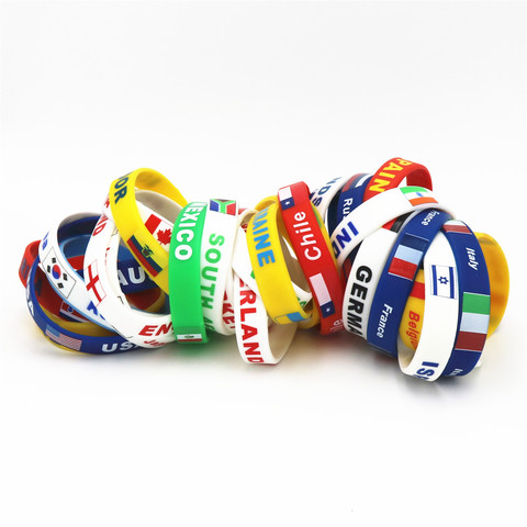 Bracelet en Silicone avec Logo National drapeau du monde, en caoutchouc élastique pour Fans de Football, cadeau Souvenir, 1 pièce, SH244 ► Photo 1/6