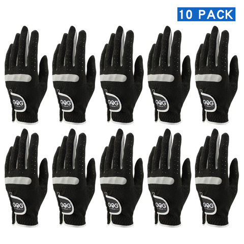 Lot de 10 pièces gants de Golf homme respirant noir tissu doux marque GOG gant de Golf main gauche livraison directe ► Photo 1/6