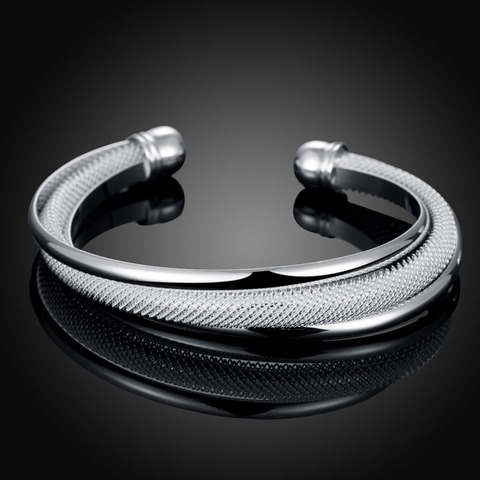 B019 – bracelet en argent simple pour femmes, bijoux de haute qualité, couleur argent, mignon, classique, nouvelle collection, vente en gros ► Photo 1/1