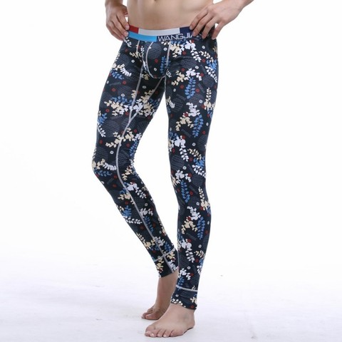 WangJiang – sous-vêtements thermiques en coton pour hommes, collants longs, avec poche, Sexy, longs, pantalons thermiques, leggings pyjama, hiver ► Photo 1/6