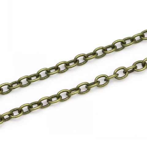 Doreenperles chaînes fermées soudées par lien résultats ovale Bronze Antique 2mm x 1.5mm(1/8 