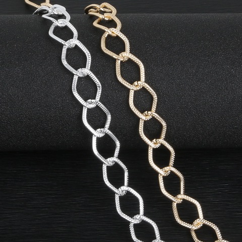 Lot de chaînes de collier en aluminium plaqué or/Rhodium pour la fabrication de bijoux, 3 mètres/lot 17x12mm ► Photo 1/4