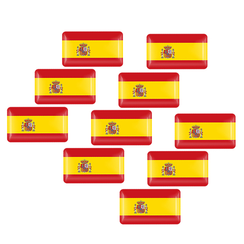 Autocollant 3D drapeau National espagnol, 10 pièces, Logo de coffre de voiture, Auto moto, décoration de personnalité, accessoires automobiles ► Photo 1/4