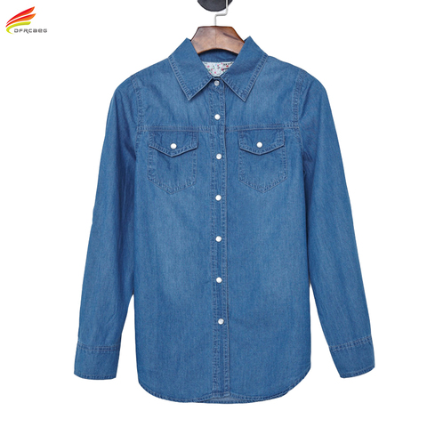 Top Jean en Denim pour Femme, chemise longue, couleur bleu ciel et bleu, 2022, nouveauté ► Photo 1/1