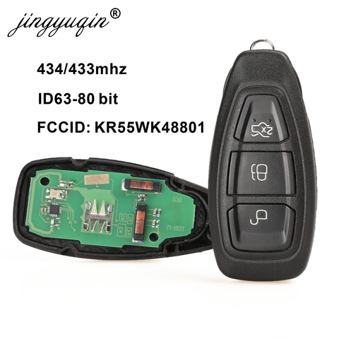 Jingyuqin KR55WK48801 clé à distance intelligente pour Ford Focus c-max Mondeo Kuga Fiesta b-max 433/434Mhz 4D63 80Bit Intelligent sans clé ► Photo 1/4
