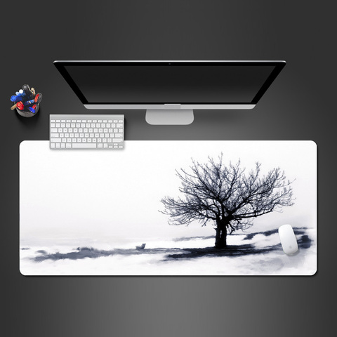 Tapis de souris d'arbre créatif, noir et blanc, bonne qualité, pour joueurs, bureau en caoutchouc ► Photo 1/6
