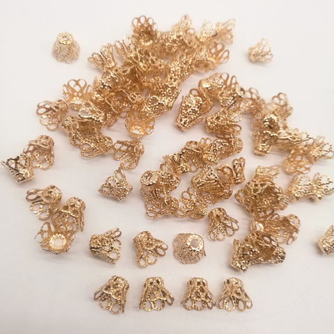 Bouchons de perles, accessoires de bijoux, 100 pièces, placage argent/or/argent mat ► Photo 1/4