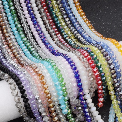 Perles en cristal Bicone de 2/3/4/6/8mm, coupe couleur AB, facettes en verre rond, pour la fabrication de bijoux, bracelets, accessoires, vente en gros ► Photo 1/6
