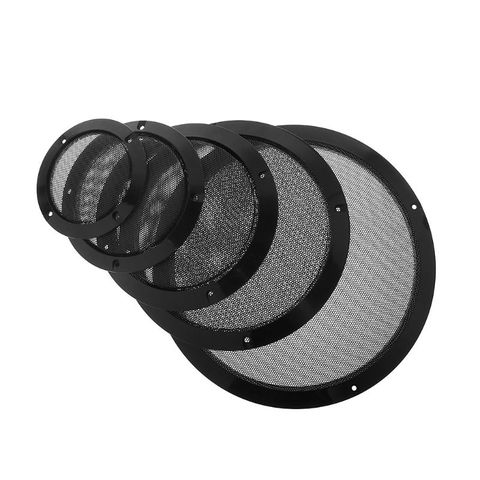 Couverture de protection de haut-parleur, 2 pièces, maille en acier, grilles, cercle décoratif, accessoires en acier laminé à froid, noir ► Photo 1/6