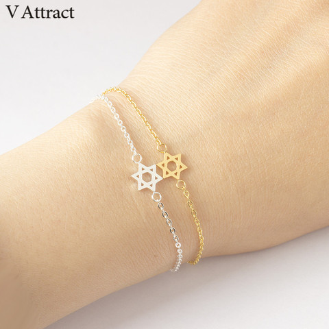 V Attirer 2017 Vintage En Acier Inoxydable Chaîne Pulseras Mujer Jérusalem Magen Étoile De David Charme Bracelet Bijoux Juifs ► Photo 1/6