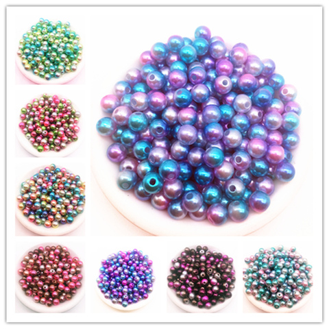 Perles rondes acryliques en vrac, diamètre 4/6/8/10mm, 30 à 200 pièces, pour collier, Bracelet, bricolage, fabrication de bijoux, vente en gros ► Photo 1/6