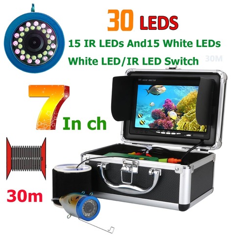 Caméra de pêche de pêche sous-marine 1000TVL, Double lampe à 30 led, 7 pouces, 15M, 30M, 50M, Vision nocturne, caméra à 92 degrés pour la mer et la glace ► Photo 1/6
