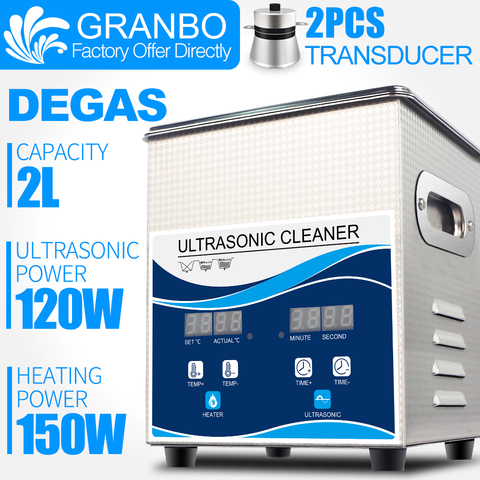 Granbo Digital 2L 120W nettoyeur à ultrasons avec bain de chauffage de dégazage pour montres dentaires lunettes pièces outil partie enlever le carbone ► Photo 1/6