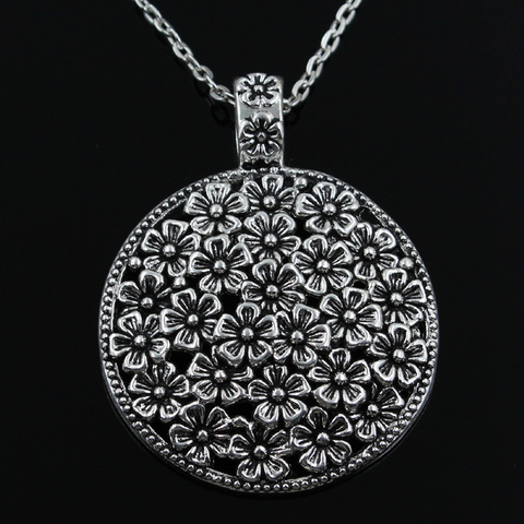 Nouvelle mode fleur couvert disque pendentifs rond croix chaîne courte longue hommes femmes argent collier bijoux cadeau ► Photo 1/3