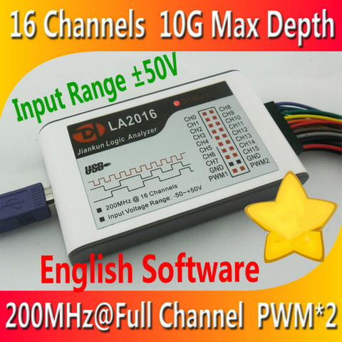 Kingst LA2016 USB analyseur logique 200M MAX taux d'échantillonnage 16 canaux 10B échantillons 2 PWM Out Oscilloscopes ► Photo 1/6