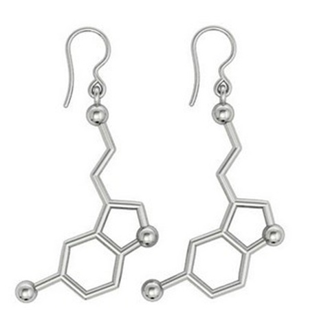 Boucles d'oreilles à la sérotonine, boucle d'oreille à molécule d'adn, bijoux à la sérotonine, cadeau de biologie chimie, cadeaux de scientifique enseignant bonheur ► Photo 1/1