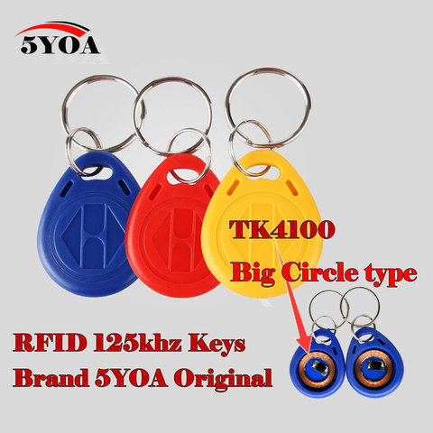 Porte-clés RFID grand cercle, 125Khz, carte d'identité de proximité, puce tkem 4100/4102 pour le contrôle d'accès de présence, 10 pièces ► Photo 1/6
