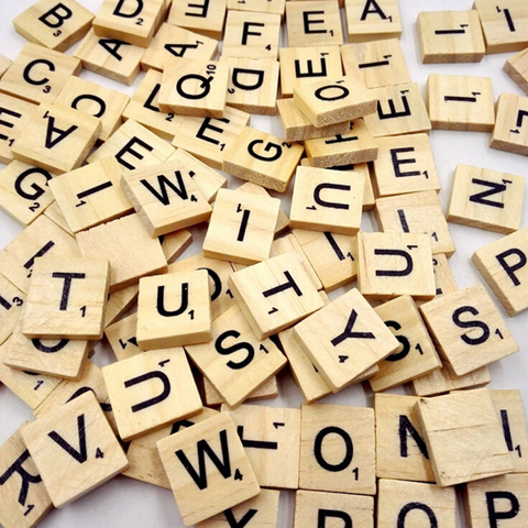 100 pièces en bois Alphabet Scrabble carreaux noir lettres et chiffres pour artisanat bois numérique Puzzle ► Photo 1/4