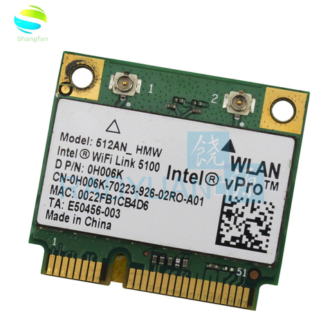 Adaptateur sans fil Intel WiFi Link 5100 MINI PCI-E, carte Wlan, 2.4 Ghz/5Ghz, pour ordinateur portable Dell ► Photo 1/1