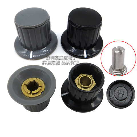 10 pièces Potentiomètre En Plastique Capuchon de bouton KYP25-18-6J Bande Commutateur Universel Ronde en forme de D arbre Noir et gris ► Photo 1/1