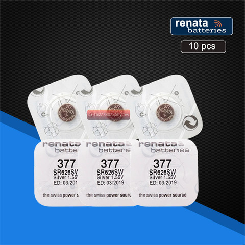 10pack Renata 377 100% Original flambant neuf longue durée SR626SW SR626 V377 montre pile bouton pièce de monnaie fabrication suisse ► Photo 1/6