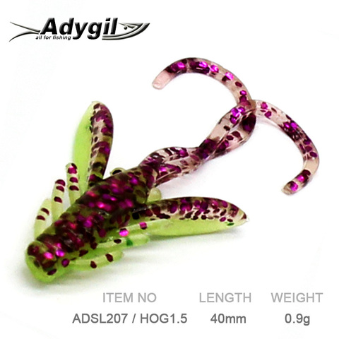 Adygril – leurres de pêche souples en silicone, 10 pièces, 40mm, 0.9g, ADSL207/hog 1.5 ► Photo 1/6