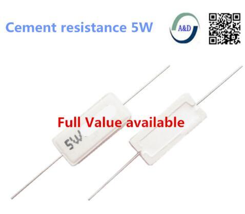 10 pièces 5W 5% résistance de ciment résistance de puissance 0.1 ~ 10K 0.1R 0.5R 1R 10R 100R 0.22 0.33 0.5 1 2 5 8 10 15 20 25 30 100 1K 10K ohm ► Photo 1/1