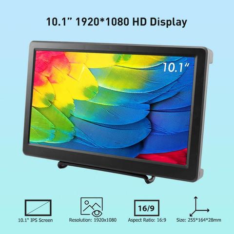 Elecrow 10.1 pouces écran LED HD 1920X1080p IPS Raspberry Pi 4B + moniteur haut-parleurs vidéo écran pour Xbox Windows système ordinateurs portables ► Photo 1/6