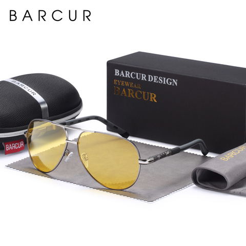BARCUR – lunettes de soleil en aluminium magnésium pour hommes, Vision nocturne, accessoires de mode pour hommes ► Photo 1/2