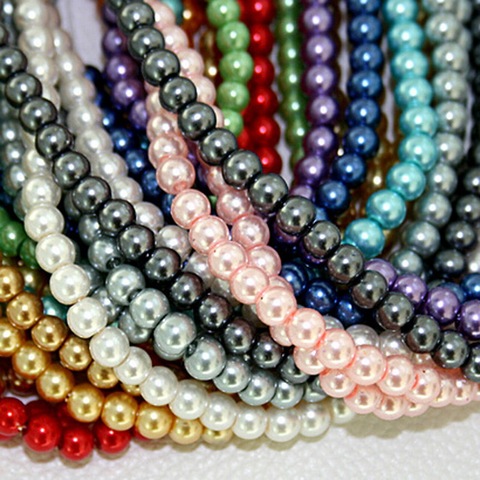 Perles en verre, rondes, blanches, noires et rouges, 4mm, pour la fabrication de bijoux, artisanat, couture, vêtements, Art de décoration ► Photo 1/6