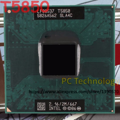 D'origine Intel Core2 Duo CPU T5850 (2 m Cache, 2.16 ghz, 677 mhz FSB) ordinateur portable processeur livraison gratuite expédier dans les 1 jour ► Photo 1/1