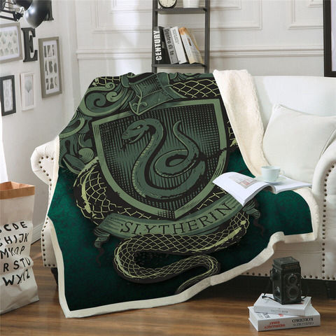 Couverture velours/polaire avec motif imprimé 3D de serpent sur fond vert, plaid sherpa, couvre-lit en peluche, couette, literie de voyage pour jeune ► Photo 1/5
