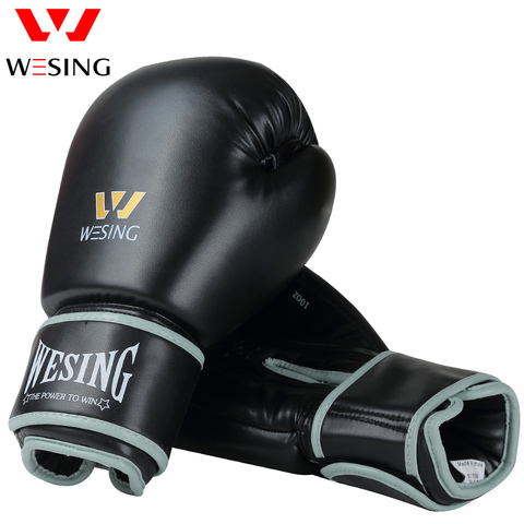 Wesing – gants de boxe pour hommes, équipement d'entraînement Sanda, luvas Muay Thai Fight, en cuir, boîte Pro, sac de boxe, noir, rouge, bleu ► Photo 1/6