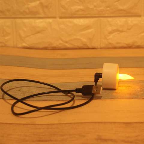 Bougie lumière à thé LED sans flamme Rechargeable avec USB, une pièce de lumière jaune, bougie lumière Rechargeable avec batterie LED ► Photo 1/5