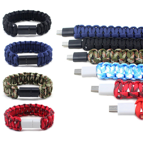 Camouflage tressé extérieur Micro USB Type C Bracelet USB C chargeur données câble de chargement cordon de synchronisation pour iPhone 6 7 X Samsung S7 S10 ► Photo 1/5