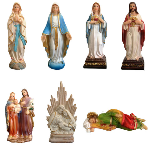 Figurine religieuse résine sainte famille Statue, jésus sacré coeur Statue, sainte vierge marie Statue, notre-dame de Lourdes ► Photo 1/6