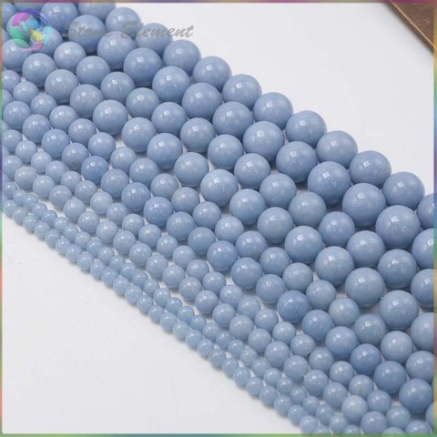 Perles rondes en vrac d'angélite/Anhydrite naturelle, 4mm,6mm,8mm,10mm,12mm ► Photo 1/6